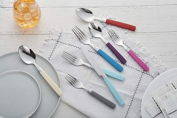 ANNOVA Silverware Set Stainless Steel Colorful Tableware Kitchen Flatware Set Utensils, Includes Dinner Knives, Forks, Spoons, Salad Forks & Dessert Spoons (Blue, 20 Pieces)