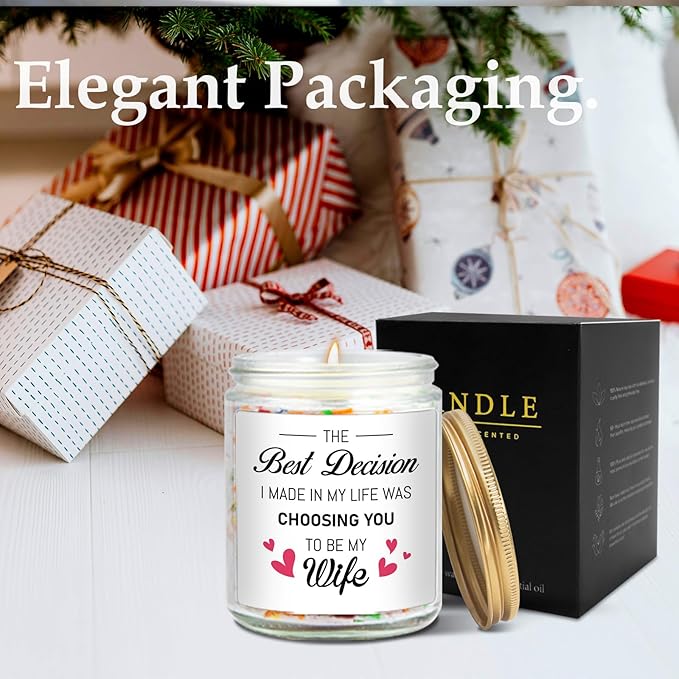 Wedding Gift for Wife from Husband, to My Wife Candle, Bride to Be Gifts for Women, Birthday Gift for Wife, I Love You Gifts for Her, Anniversary Present for Wifes, Lavender Scented