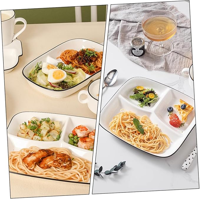 Ceramic Divided Plate Dinnerware for Appetizers Desserts and Portion Control Easy to Clean Stylish Design for Home Use