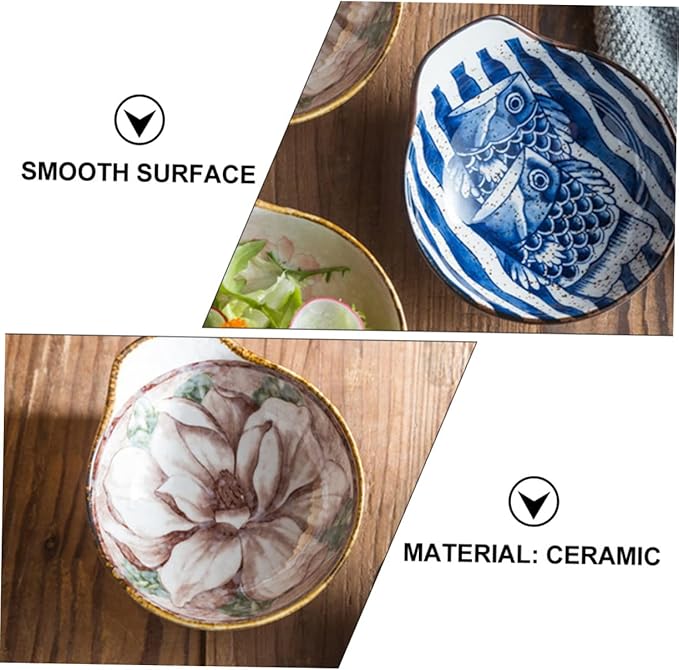 Mobestech 3Pcs Ceramic Appetizer Plates Hand Painted Sauce Bowls for Dipping Seasoning Kitchen Tableware for Home School Picnic Travel Random Styles