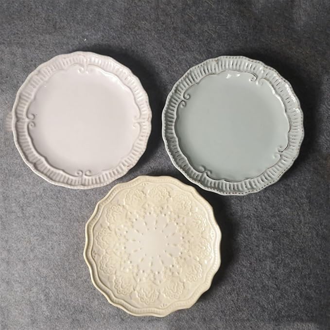 SONGCHAO Party Supplies Plate Ceramic Household Dishes Breakfast Lunch Dinner Afternoon Tea Steak Household Commercial Kitchen Fruit Tray Party Plates (Color : 010)