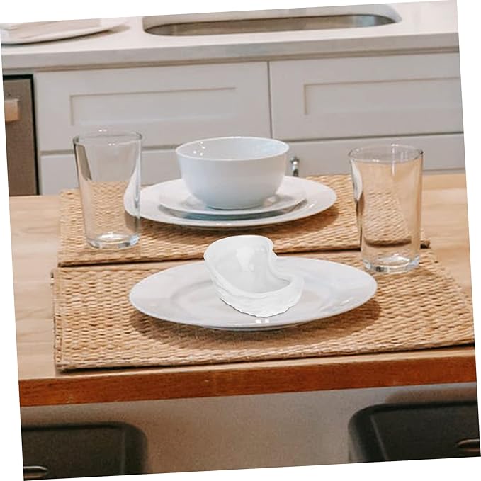 ABOOFAN 1Pc Ceramic Sauce Dish Unique Decorative Condiment Tray for Home Restaurant Oyster Shaped Plate for Dipping Sauces Seasonings and Appetizers