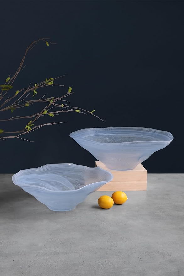 Beatriz Ball GLASS Alabaster Wave Large Bowl (Clear and Blue)