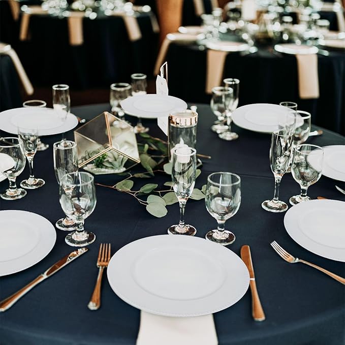 36 Pcs White Charger Plates Round Charger Plates13 Inch Bulk Wedding Dinner Elegant Reusable Plastic Chargers Plates Wedding Holiday Party Baby Shower Event Decoration (White)