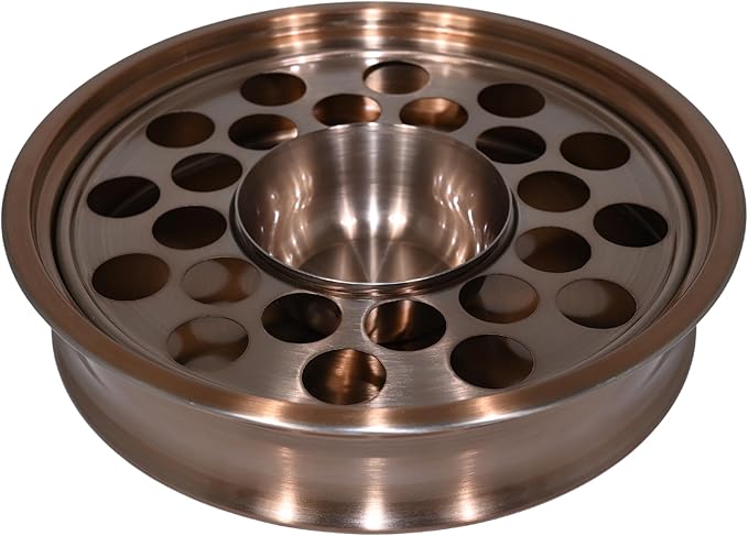 Communion Tray | Holy Stackable Cup Trays for Churches | Portable Communion Tray with 24 Holes Disk | Stainless Steel – Rose Gold Copper Finish