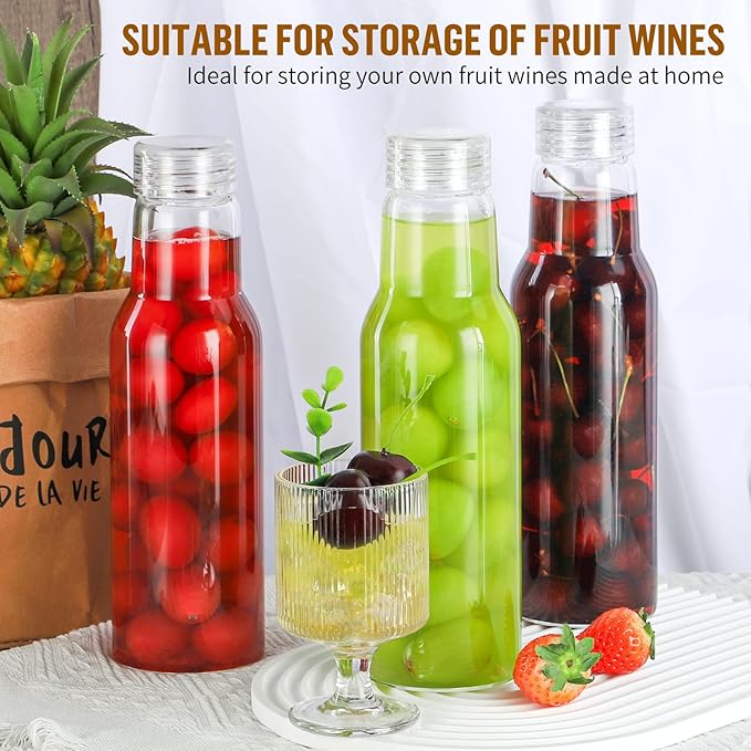 CWHHRN 25 Oz Glass Bottles with Lids, Glass Juice Bottles, Smoothies, Water, Milks, Beverage Storage, Clear Glass Jars for Pickles, Food Storage (w Pack)