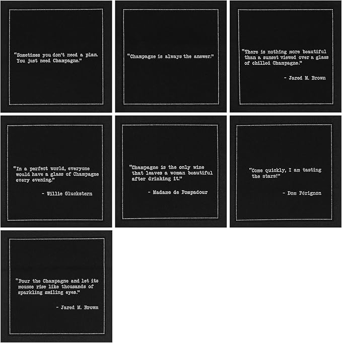 Five Star Funny Champagne Quotes | Black Cotton Cocktail Napkins | 50 Luxury Disposable Beverage Napkins with Witty Bar Quotes | Drink Napkins for Parties, Bars, Weddings & Game Nights