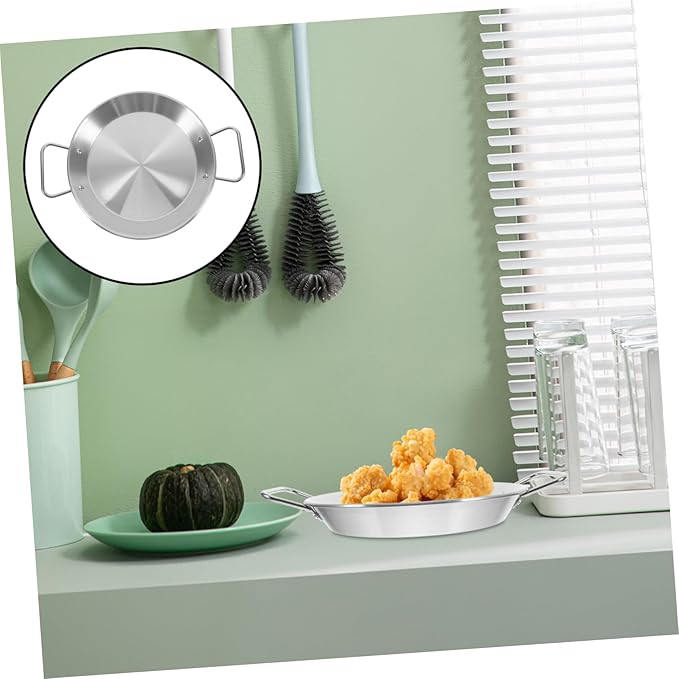 Garneck Stainless Steel Snack Plate Double Handle Salad Dish Versatile Serving Tray