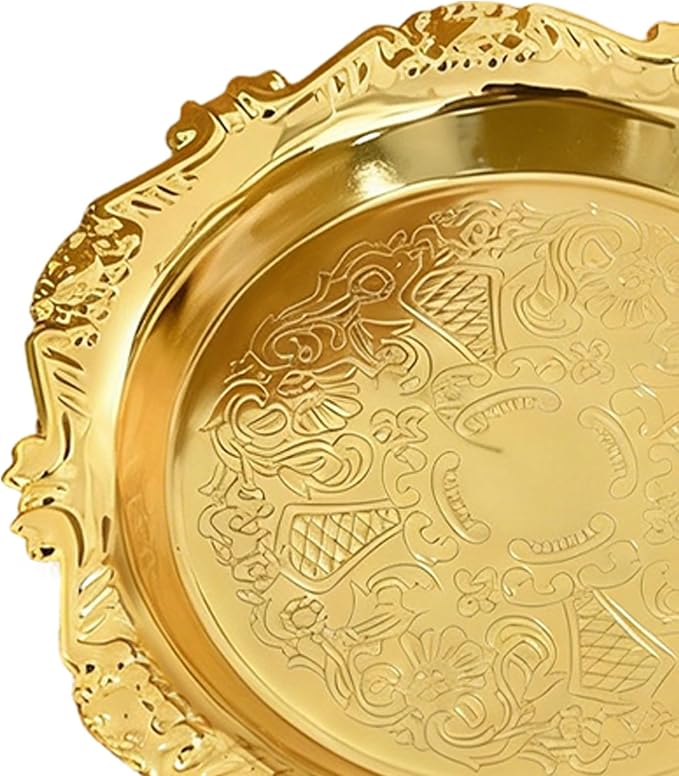 Retro Serving Tray, Stainless Steel Snack Platter, Metal Serving Platters, for Homeowners Home Apartment Kitchen Dining Table Bar Office Buffet Entertainers Dinner Party Wedding