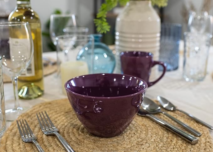 Elanze Designs Dimpled Ceramic 5.5 inch Contemporary Serving Bowls Set of 4, Purple