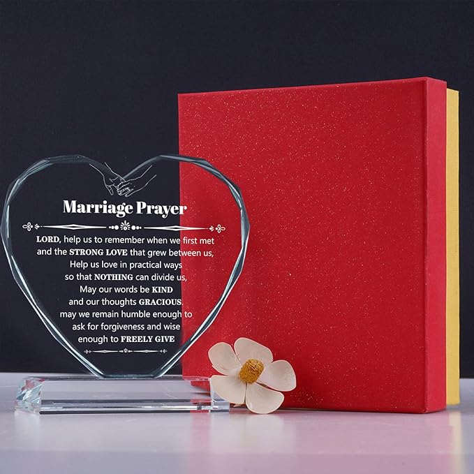 Wedding Gifts for Couples 2025, Marriage Prayer Plaque, Unique K9 Crystal with Inspiring Quotes, Anniversary Wedding Gifts for Couples, Newlywed Mr and Mrs Gifts.