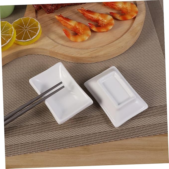 2pcs Rectangular Sauce Dishes Snack Plate Condiment Plate Ceramic Serving Platter White Serving Dishes Food Display