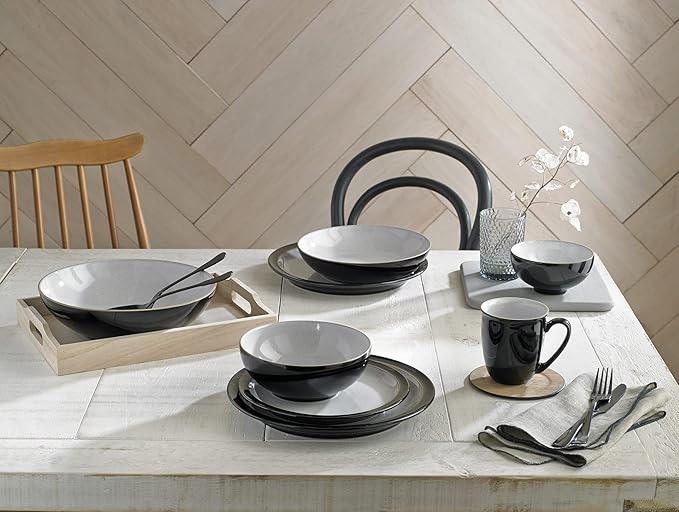 Denby Elements Black 4 Piece Dinnerware Set, 406048552