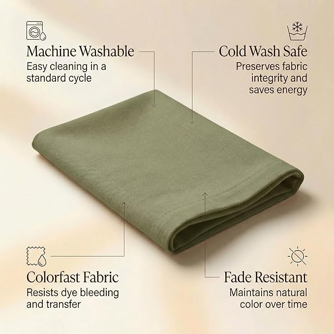 ACCENTHOME Accent Home 100% Cotton Napkins, Delicate Cloth Napkins for Dinners, Parties and Weddings,18 x 18 Inch Set of 12 - Olive Green