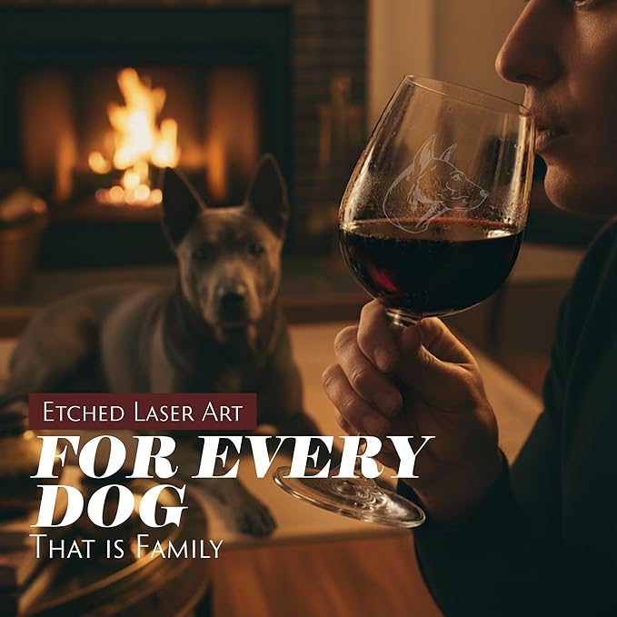 Etched Laser Art Personalized Dog Themed Etched Wine Glass - Custom Dog Breed Wine Glasses, Ideal for Pet Lovers, Unique Birthday Gift for Men & Women, Personalized Gift - Thai Ridgeback, 12.75 oz