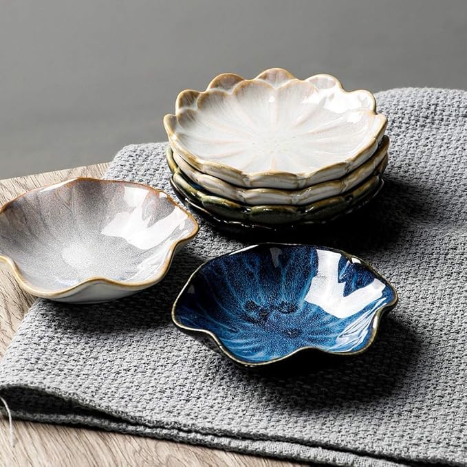 Ceramic Cutlery Salad Bowl Snack Plate Appetizer Plate Ceramic Tableware Household Seasoning Plate Dipping Sauce Plate Bone Plate Vegetable Plate Small Bowl (Color : A)