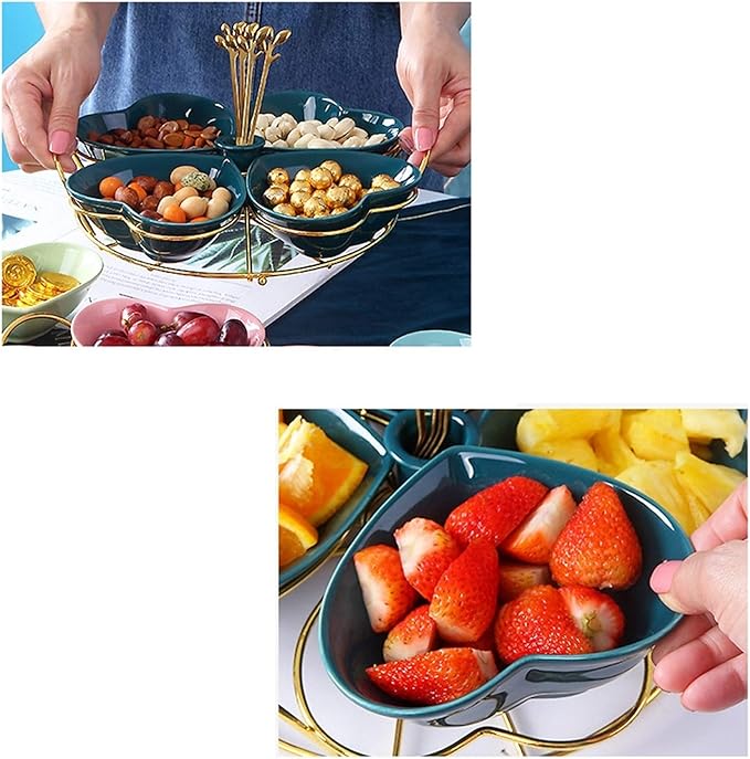 Dip Bowls Set Soy Sauce Dish/Bowls Snack Plate Appetizer Plate Ceramic Tableware Household Seasoning Plate Dipping Sauce Plate Fruit Plate Snack Bowl with Bracket Dippin