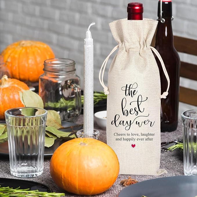 Engagement Wine Bag,Engagement Gifts for Couples,Personalized Engaged Wine Bag,Mr and Mrs Marriage Wedding Gifts, the Best Day