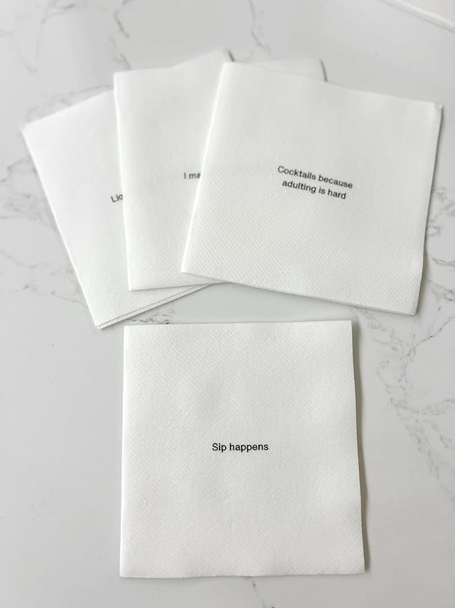 AH AMERICAN HOMESTEAD Cocktail Napkins - Linen-Like Disposable Beverage/Bar Napkins - Bulk Square Napkins for Everyday Use, Party or Wedding (Multicolor, 4.75 x 4.75)