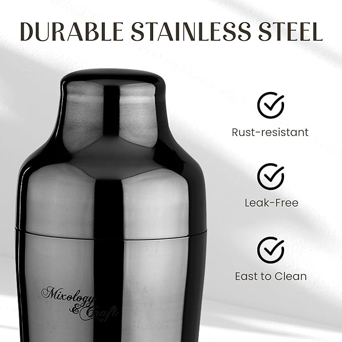 Mixology & Craft Bartender Kit: 10-Piece Cocktail Shaker Set with Dark Bamboo Stand | Complete Cocktail Kit Gift Set | Top Bartender Gifts for Men & Women | Leak-Proof Design (Gun Metal)