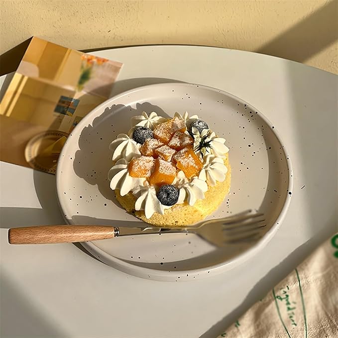 CHICKEN Dinnerware Plates Ink Dot Pattern Dining Plate Simple Ceramic Dining Plate Household Kitchen Restaurant Round Plate Vintage Dessert Fruit Tray Smooth Dinner Plate (Color : F)