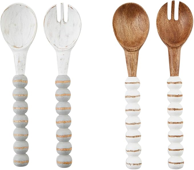 Mud Pie Wood Serving Set, 10 1/2", Gray