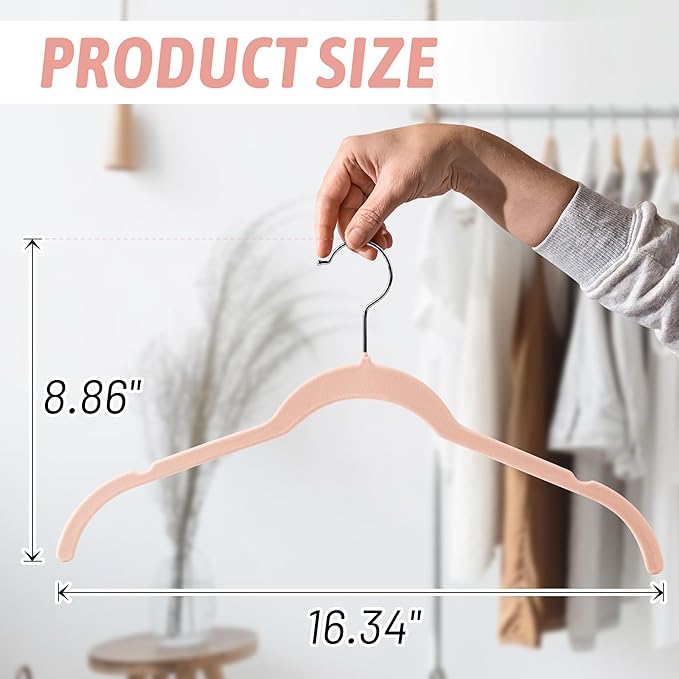 Premium Velvet Shirt Hangers 30 Pack, Non-Slip 360Β° Swivel Hook Space-Saving Felt Hanger, Slim Flocked Hangers for Blouses, Strappy Dresses, Tank Tops(Pink)