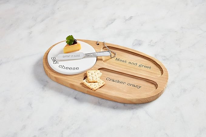 Mud Pie Ceramic Wood Appetizer, board 7 1/2" x 13 1/2", BROWN