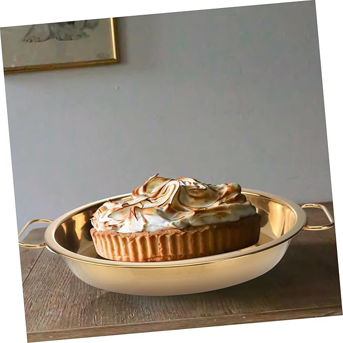 Ciieeo Covered Serving Tray Round Plate Stainless Steel Plate for Steamed Rice