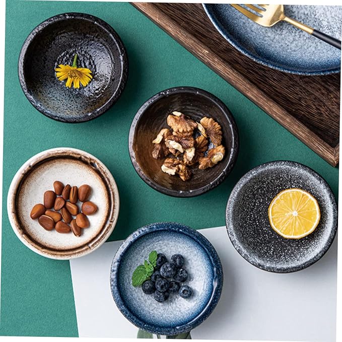 ABOOFAN 5Pcs Ceramic Dipping Bowls Set Assorted Sauce and Condiment Dishes Small Seasoning Plates for Appetizers Kitchen Decor