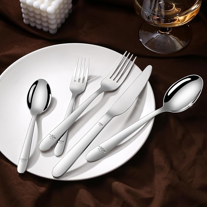 58-Piece Silverware Set Service for 10 - Stainless Steel Flatware Cutlery Set - Knives Forks and Spoons Utensil Sets for Home Kitchen Restaurant Hotel, Mirror Polished, Dishwasher Safe