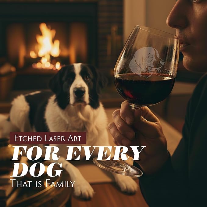 Landseer Dog Personalized Custom Themed Etched 12.75oz Wine Glass