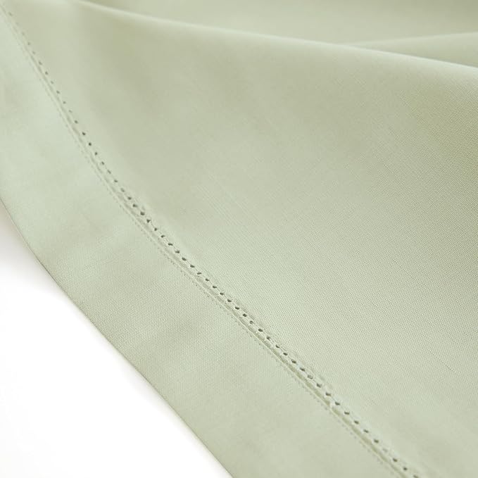 Solino Home Sage Napkins Set of 4 - Cotton Linen Hemstitch Dinner Napkins Cloth 20 x 20 Inch for Spring, Easter, St Patricks Day - Handcrafted and Machine Washable