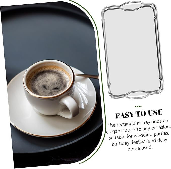 Silver Tray Portable Serving Tray Handles Stainless Steel for Wedding Parties