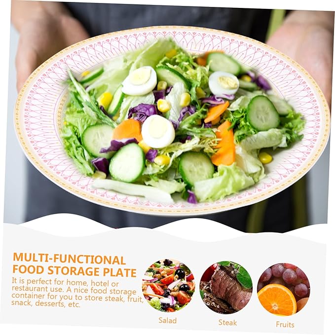 Happyyami European Style Multi-Function Serving Plate 10-Inch Household Steak Plate for Desserts and Appetizers Sturdy Ceramic Food Tray for Parties and Everyday Use