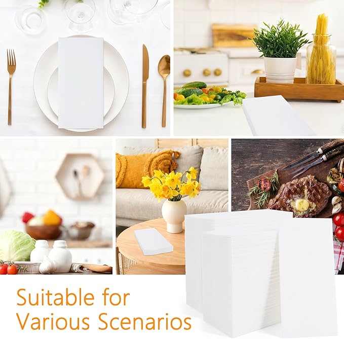 200 Pack Disposable Bathroom Napkins, 12" x 17" Linen-Feel Soft and Absorbent Paper Guest Towels, Dinner Napkins Hand Towels for Kitchen, Parties,Weddings,Event