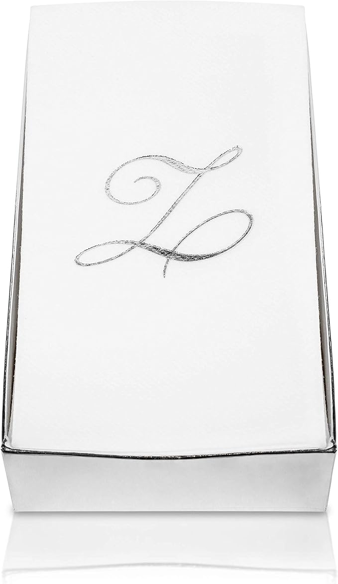 AH AMERICAN HOMESTEAD Disposable Hand Towels for Bathroom - Guest Bathroom Essentials -Bathroom Paper Towels for Guests - Monogrammed Disposable Napkins - Wedding Napkins in Paper Towel Tray (Gold, R)