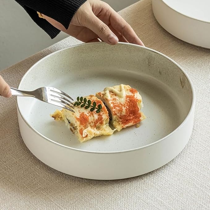 Kitchen Plates Simple Ceramic Tableware Salad Bowl Home Deep Plate Soup Plate Hotel Dessert Plate Restaurant Dish Plate Restaurant Plates