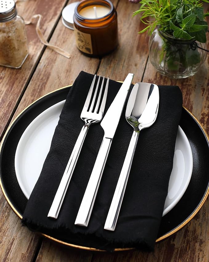 silverware set, 18/10 stainless steel flatware set for 6, 30-piece set, flatware sets with serving utensils, tableware set for dining restaurant hotel