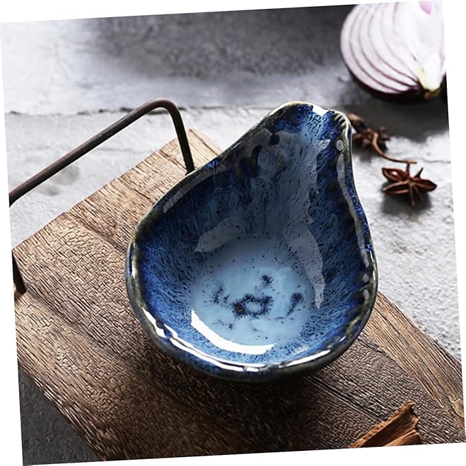 Happyyami Nordic Blue-eating Owl Ceramic Sauce Bowl Multi-function Dipping Plate for Household Kitchen