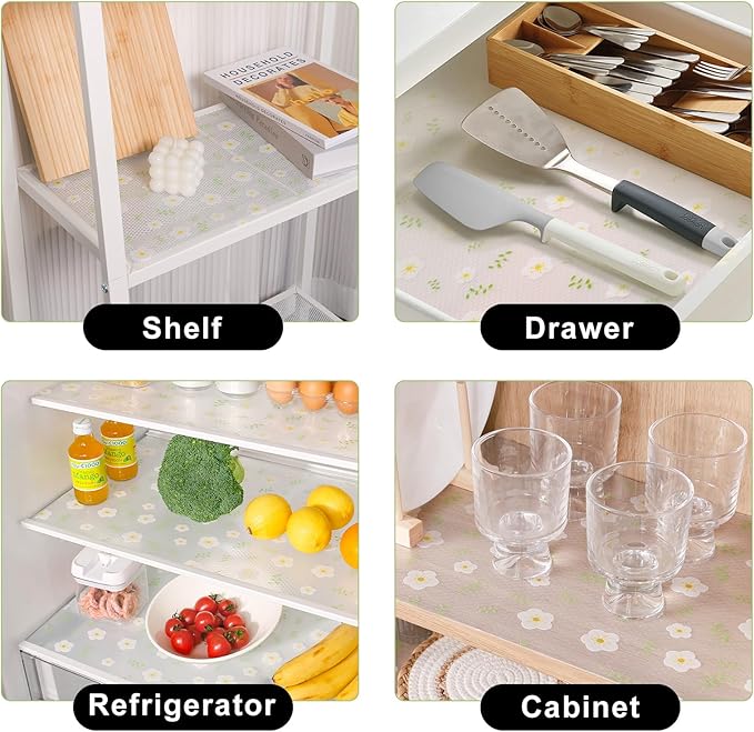 Cooyes Shelf Liner – Premium Non-Adhesive Cabinet & Drawer Liner for Kitchen – Waterproof Shelf Paper with Modern Pattern – Durable EVA Cabinet Mat – Easy to Cut (11.8" W x 360" L)