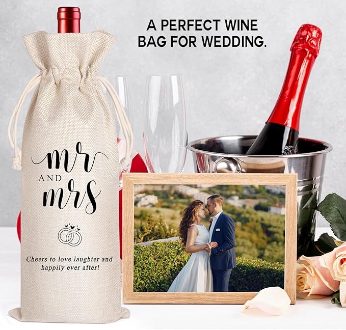 LANBAIHE Mr and Mrs Wine Bag, Wedding Shower Gifts Wine Bag, Bridal Shower Engagement Gifts, Mr and Mrs Wedding Gift Party Decorations