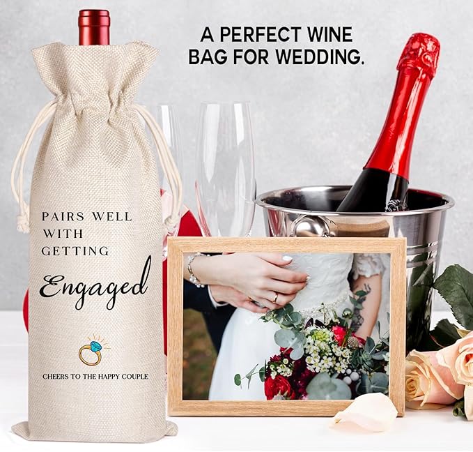LANBAIHE Engaged Wine Bag - Wedding Shower Gifts, Bridal Engagement Gifts for New Couples, Wedding Party Decorations