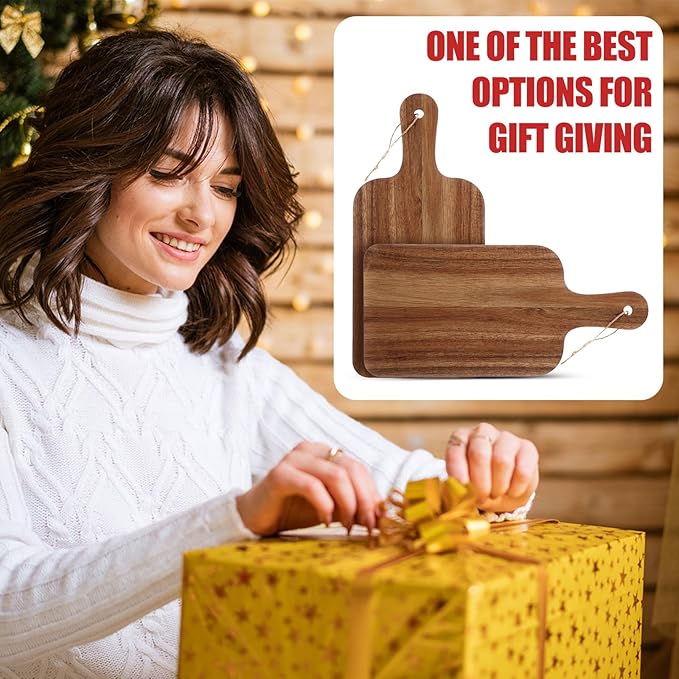 Tanlade 18 Pcs Cutting Board Bulk 15" x 7" Acacia Wood Chopping Board with Handle Wood Charcuterie Plank Engraving Serving Kitchen Planks for Wedding Housewarming Gift