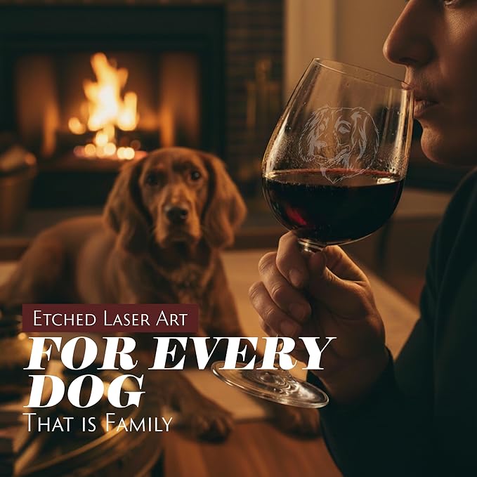 Etched Laser Art Boykin Spaniel Personalized Dog Themed Etched 12.75oz Wine Glass Custom Dog Breed Wine Glasses, Ideal for Pet Lovers, Unique Birthday Gift for Men & Women, Personalized Gift