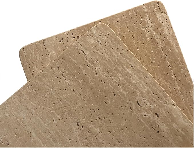 Natural Marble Beige Travertine Tray, Pastry Cheese Tray, Dessert Coffee Plate, Double Sided Smooth Marble Slab (Beige Travertine)