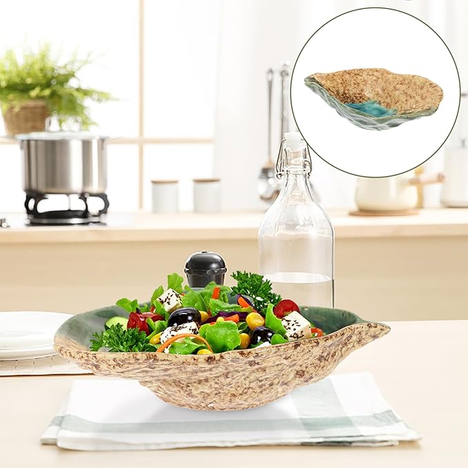UPKOCH Oyster Shell Ceramic Serving Plate Irregular Design Multi-functional Dish for Snacks Desserts Fruits for Breakfast Afternoon Tea Easy to Clean for Home Restaurants