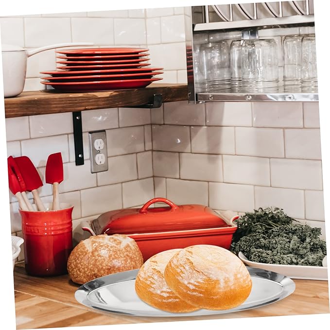 OUNONA Stainless Steel Oval Serving Tray Elegant Food Storage Plate Metal Towel Tray for Snacks Fruits Desserts for Parties Home and Restaurants