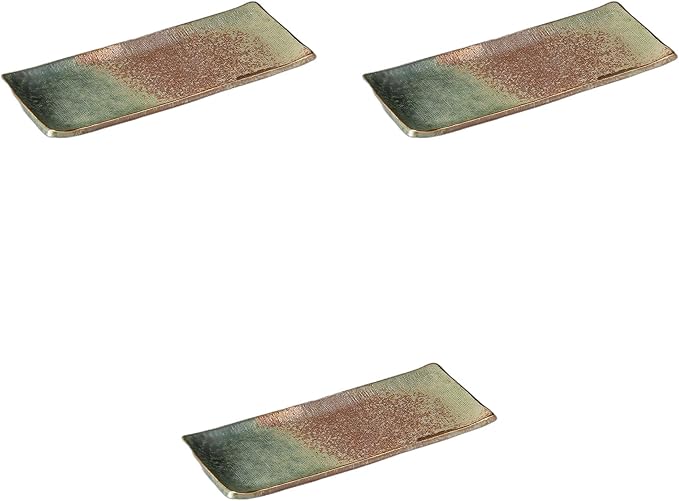 Setomonohonpo Set of 3 with Gold Bubu Origin Portion (Large) 9.8 x 4.1 x 0.6 inches (25 x 10.5 x 1.5 cm) | Appetizer Plate Porcelain