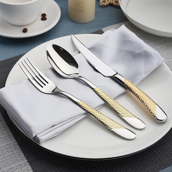 40-Piece Silverware Set Stainless Steel Flatware Set Service for 8 Includes Knives Spoons Forks Kitchen Utensils Cutlery Sets For Home Kitchen Hotel